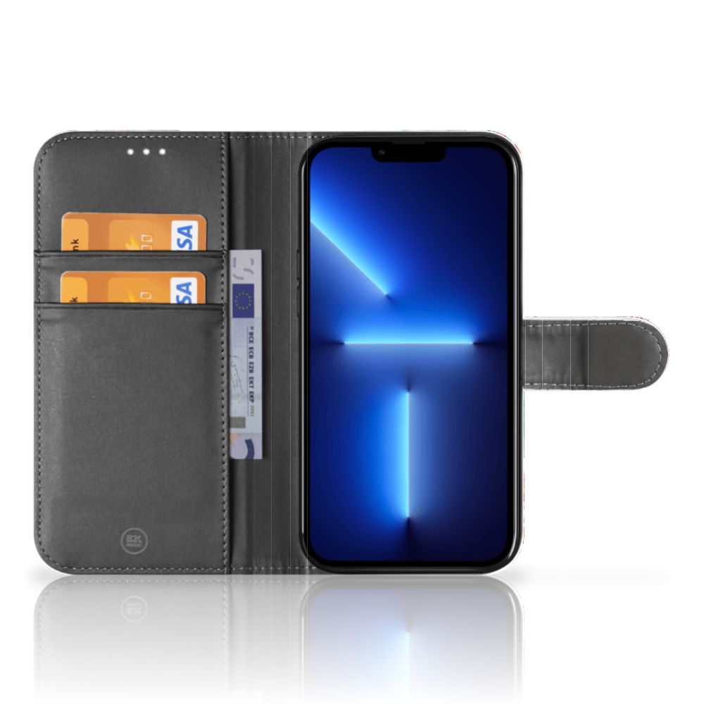 iPhone 13 Pro Telefoonhoesje met Pasjes Bird Flowers met een zorgvuldige afwerking en handige pasjeshouders.