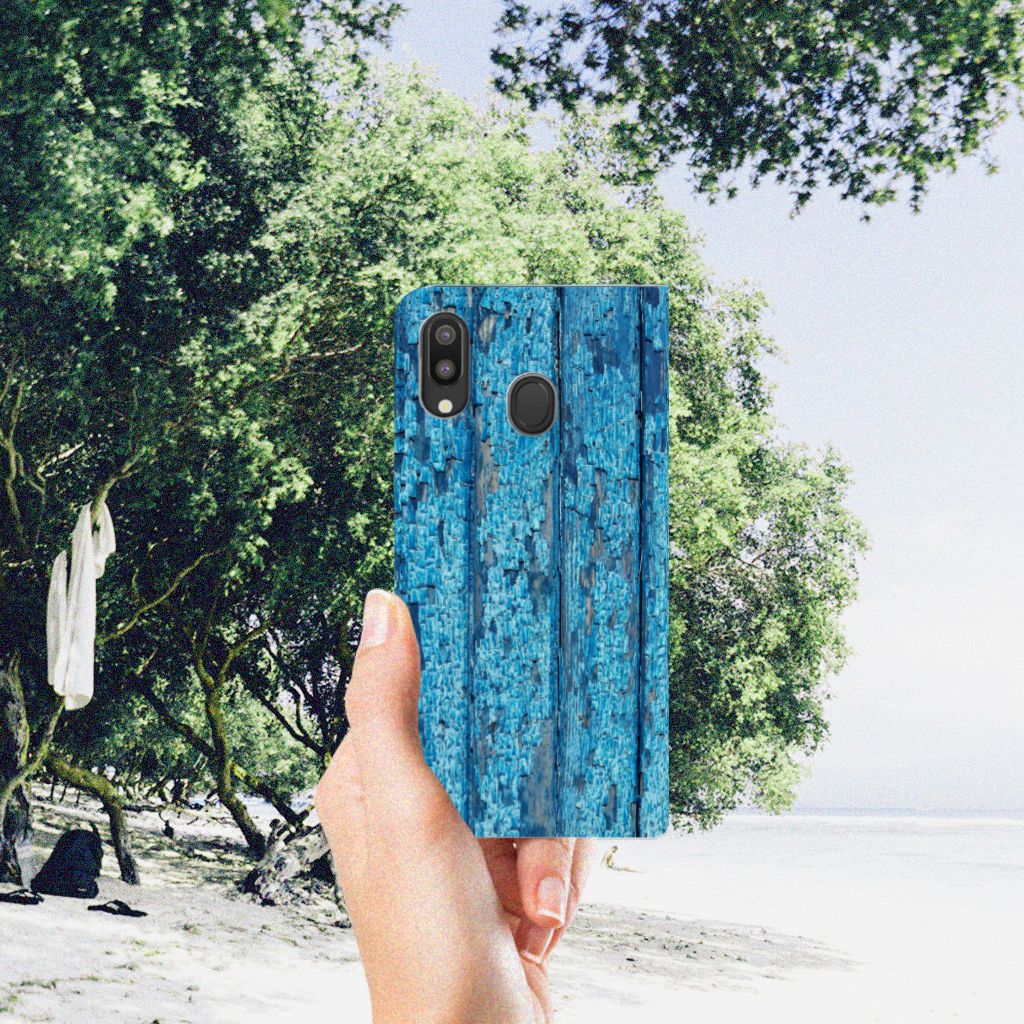 Samsung Galaxy M20 Book Wallet Case Wood Blue