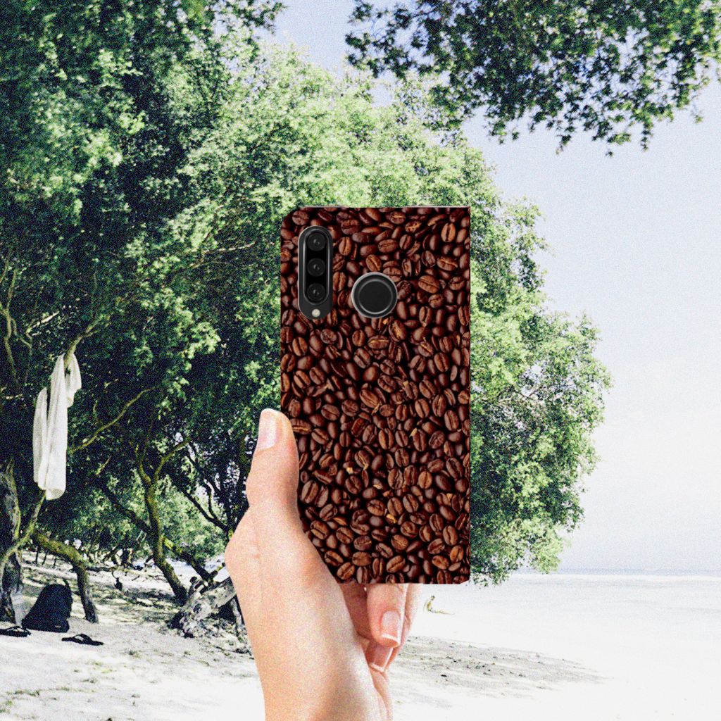 Huawei P30 Lite New Edition Flip Style Cover Koffiebonen