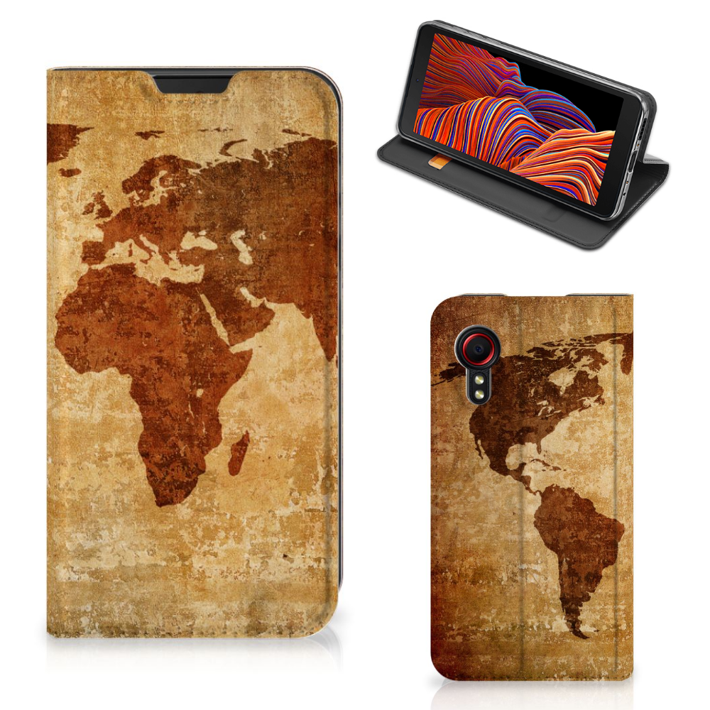Samsung Galaxy Xcover 5 Book Cover Wereldkaart - B2C Telecom