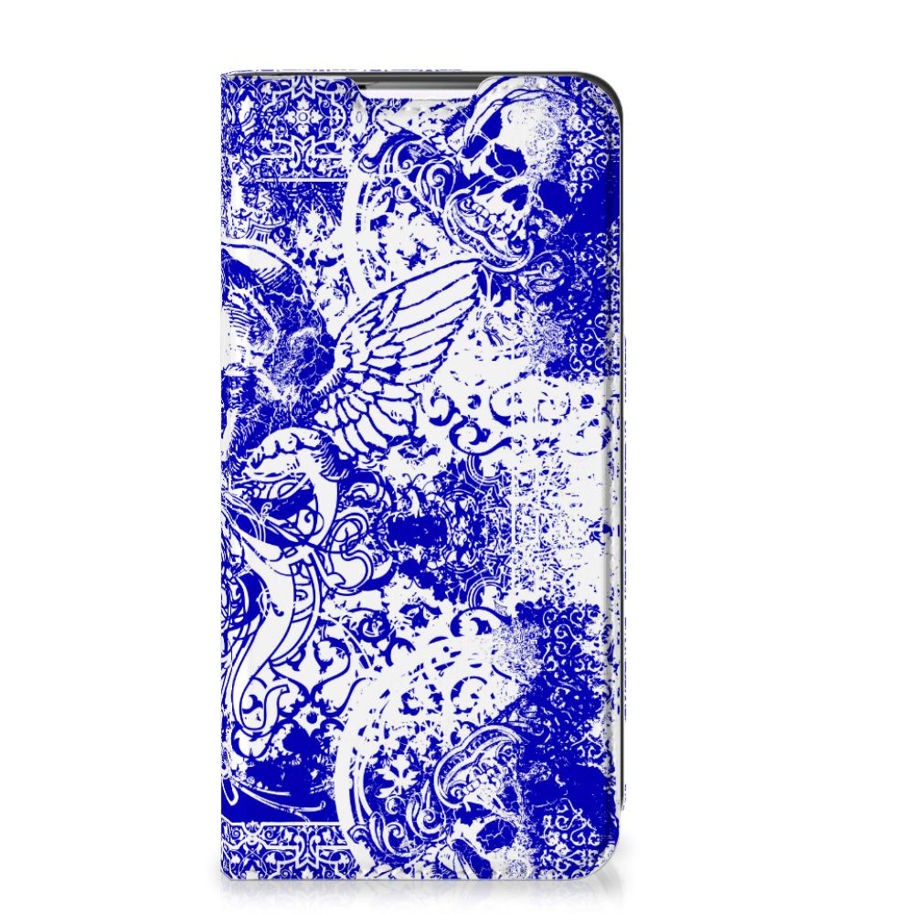 Mobiel BookCase Samsung Galaxy S22 Plus Angel Skull Blauw - B2C Telecom