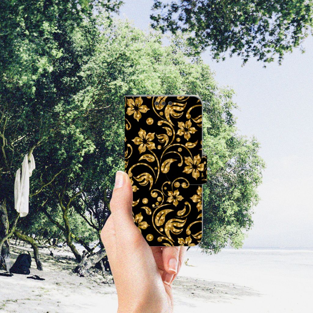 Microsoft Lumia 650 Hoesje Gouden Bloemen