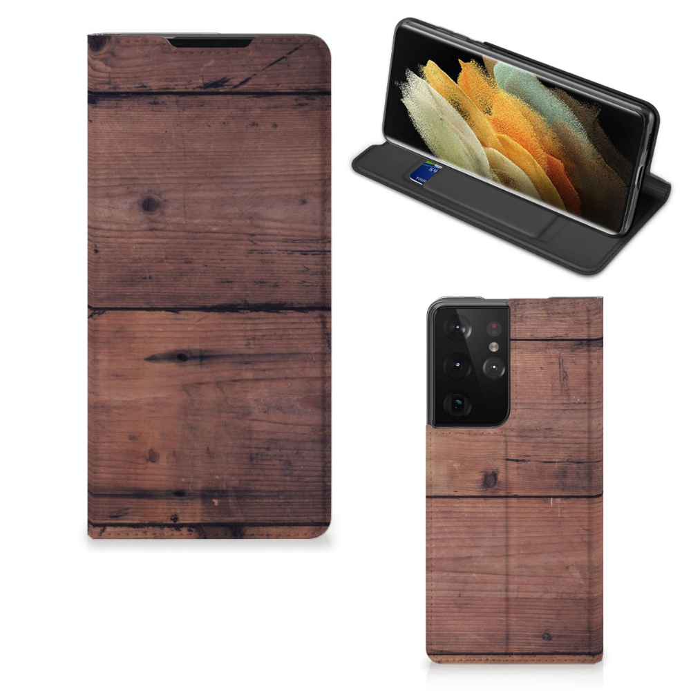 Samsung Galaxy S21 Ultra Book Wallet Case Old Wood - B2C Telecom