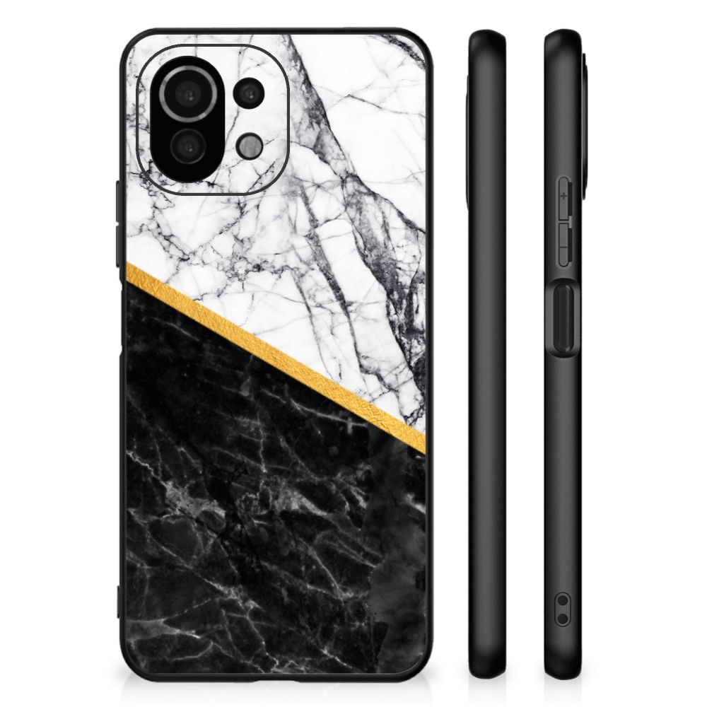 Xiaomi 11 Lite 5G NE | Mi 11 Lite Marmeren Print Telefoonhoesje Marmer Wit Zwart - Origineel Cadeau Man B2C Telecom