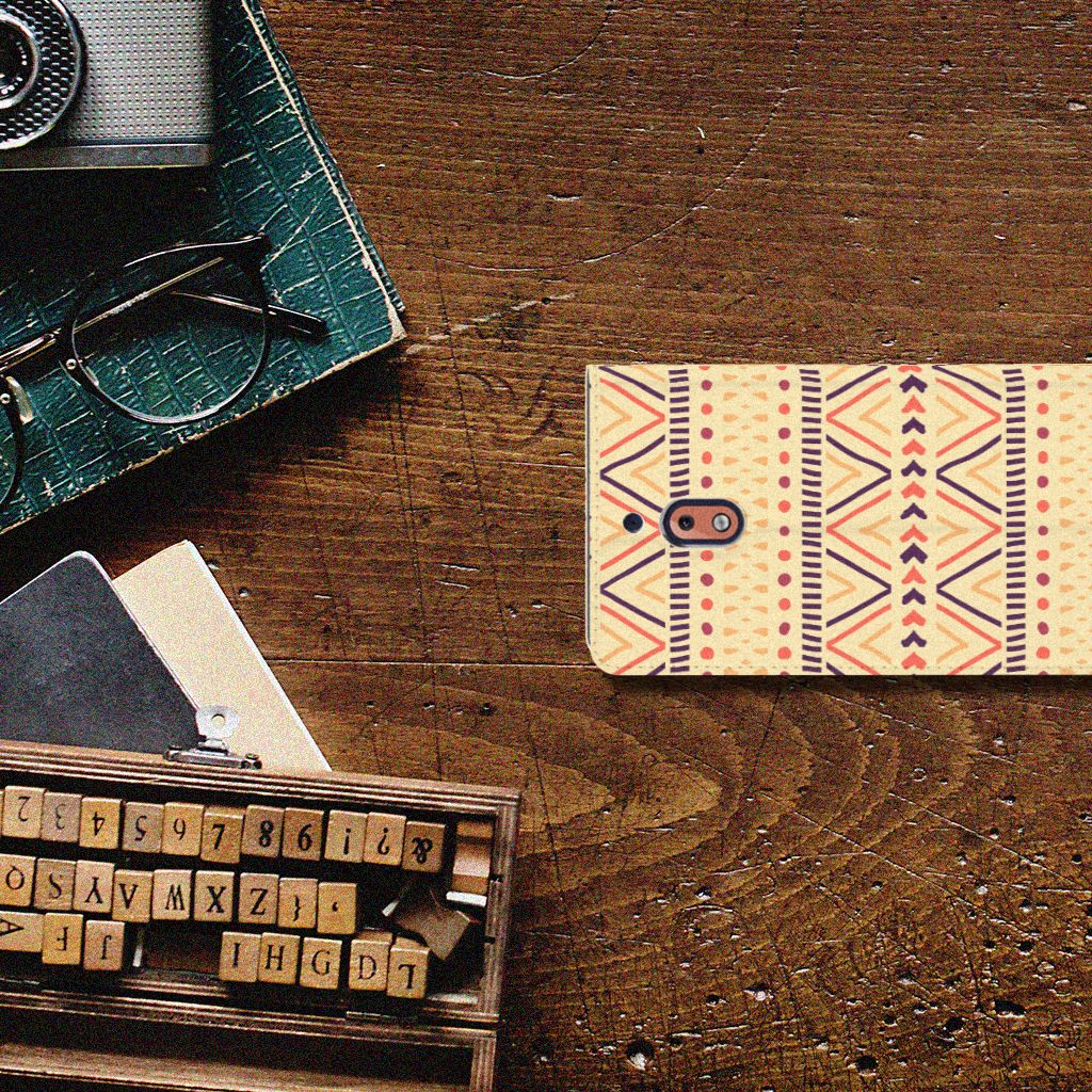 Nokia 2.1 2018 Hoesje met Magneet Aztec Yellow