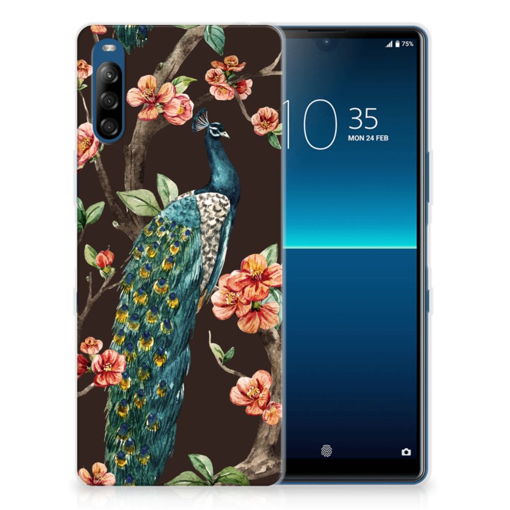 Sony Xperia L4 TPU Hoesje Pauw met Bloemen
