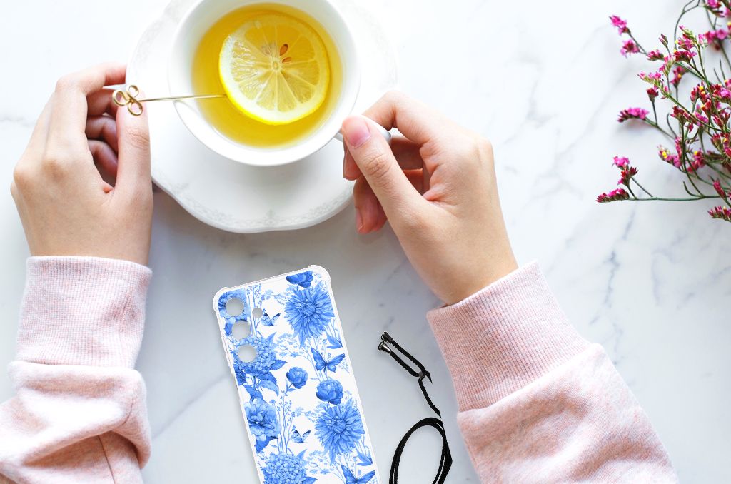 Case voor Samsung Galaxy A25 Flowers Blue B2C Telecom