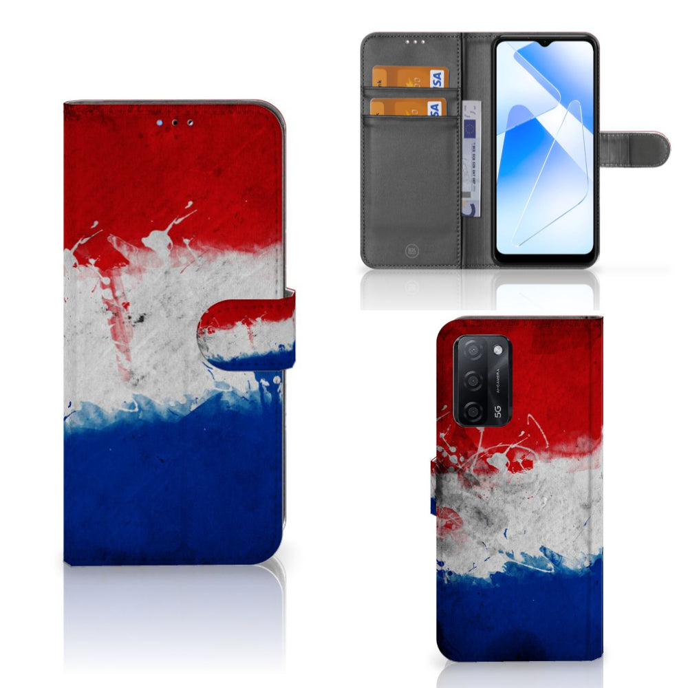 OPPO A16/A16s/A54s Bookstyle Case Nederland met ontwerp van de Nederlandse vlag.