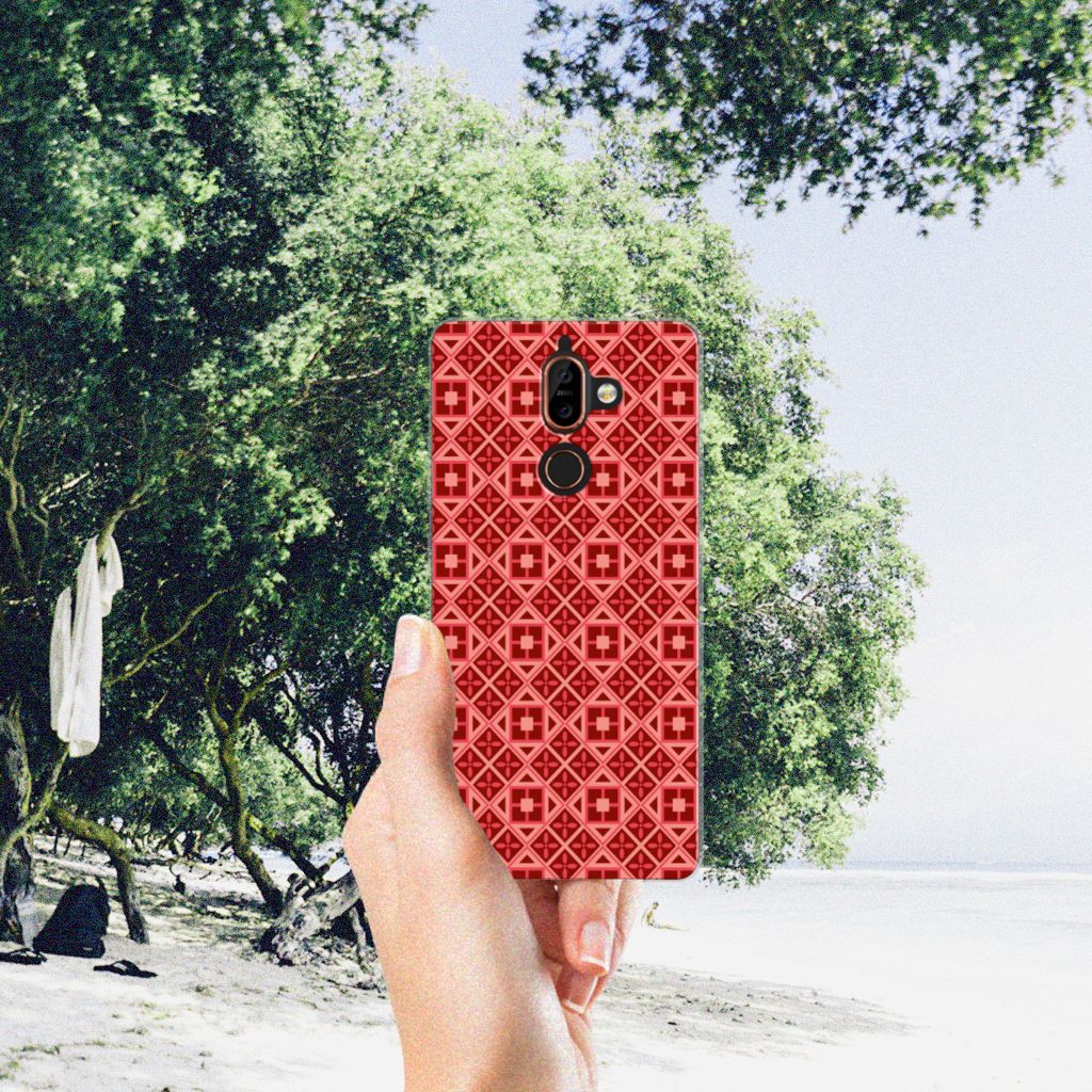 Nokia 7 Plus TPU bumper Batik Rood