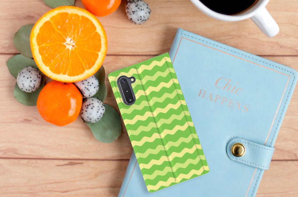 Samsung Galaxy Note 10 Hoesje met Magneet Waves Green