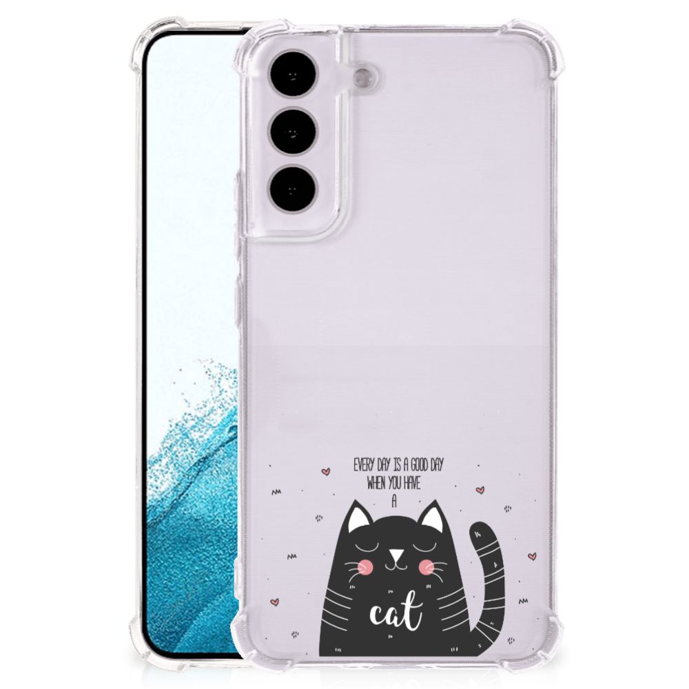 Samsung Galaxy S22 Stevig Bumper Hoesje Cat Good Day