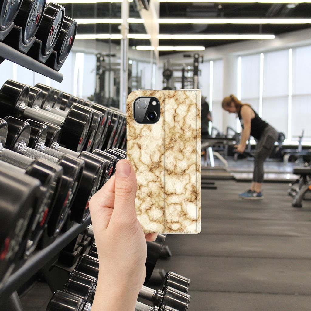 iPhone 14 Plus Standcase Marmer Goud