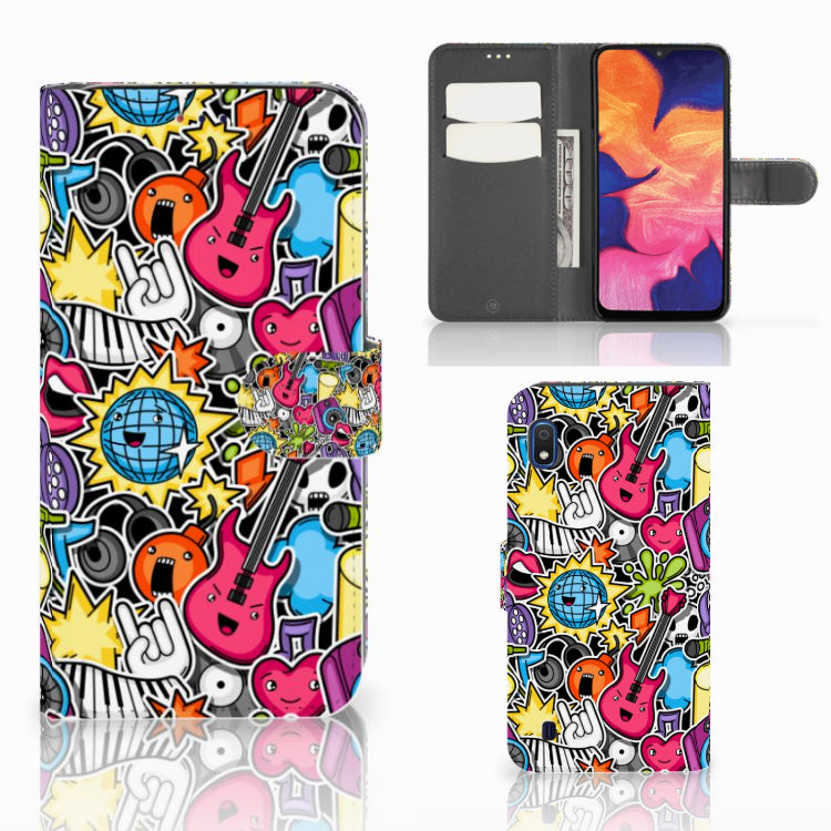 Samsung Galaxy A10 Wallet Case met Pasjes Punk Rock
