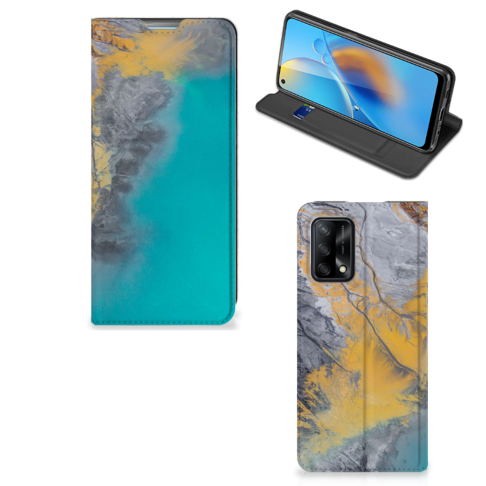 OPPO A74 4G Standcase Marble Blue Gold - B2C Telecom