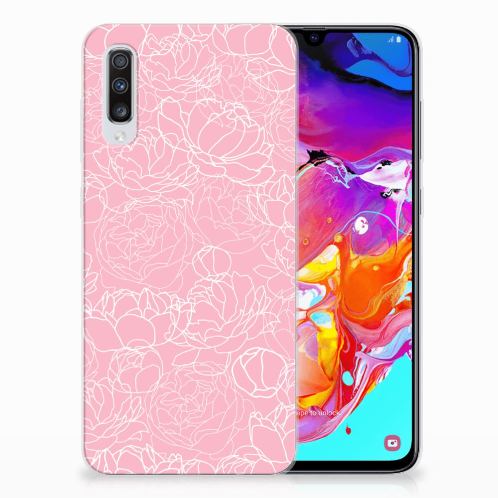 Samsung Galaxy A70 TPU Case White Flowers