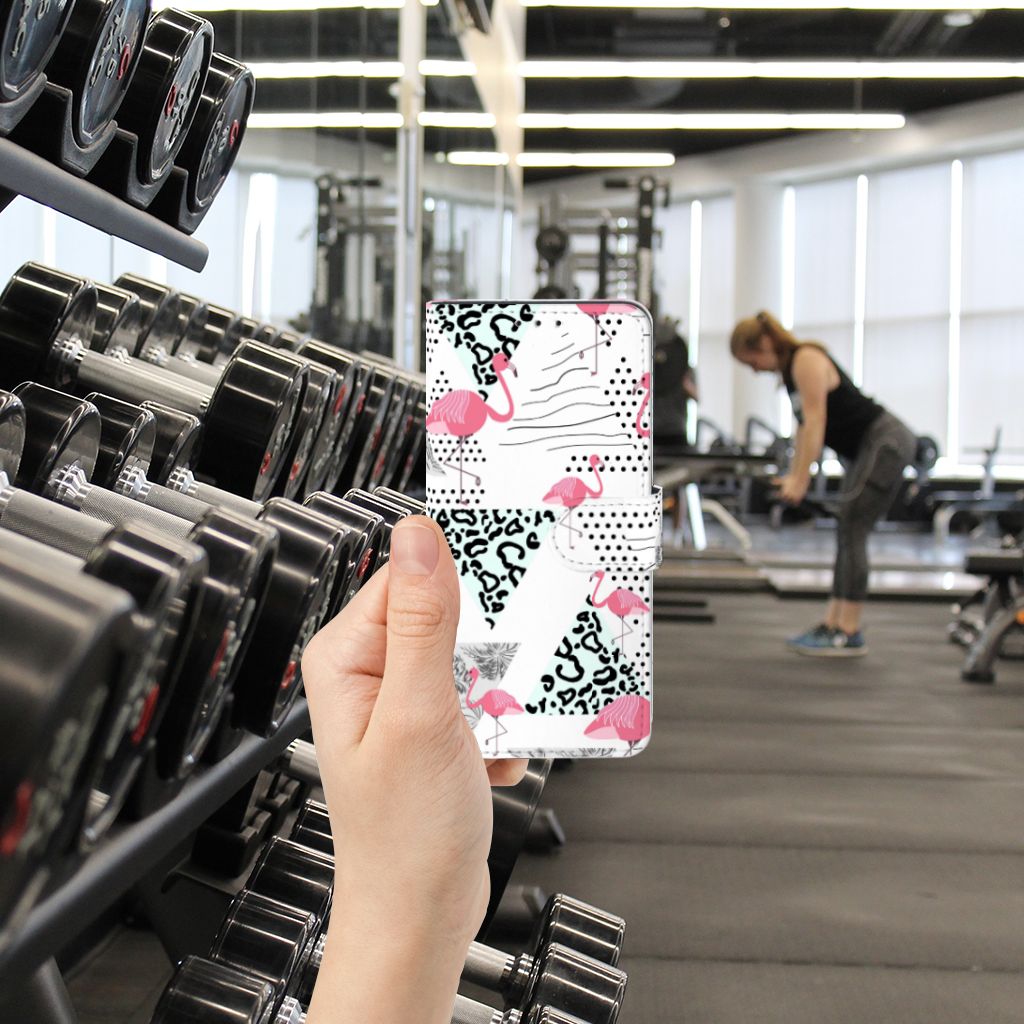 Xiaomi Mi 9 Lite Telefoonhoesje met Pasjes Flamingo Triangle