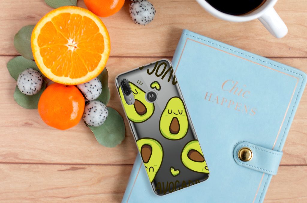 Motorola Moto E6 Plus Telefoonhoesje met Naam Avocado Singing