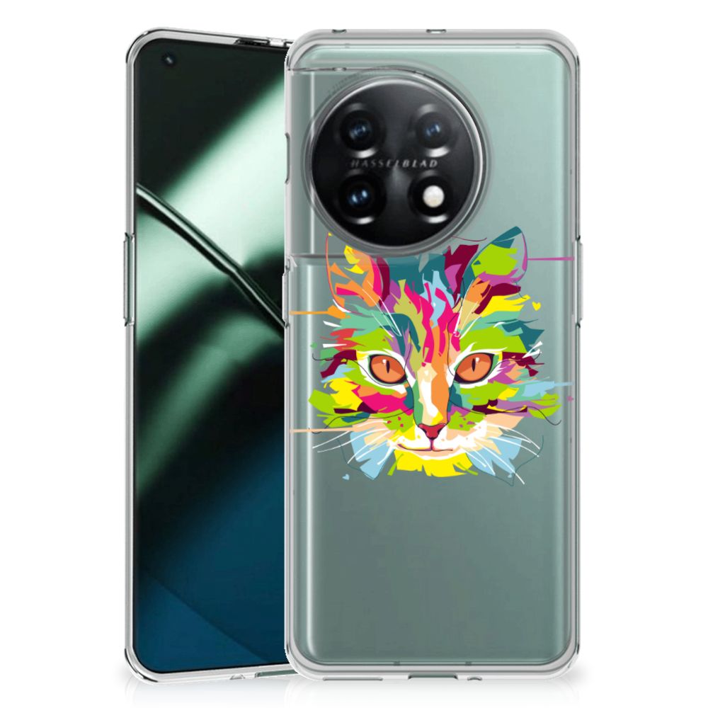 OnePlus 11 Telefoonhoesje met Naam Cat Color