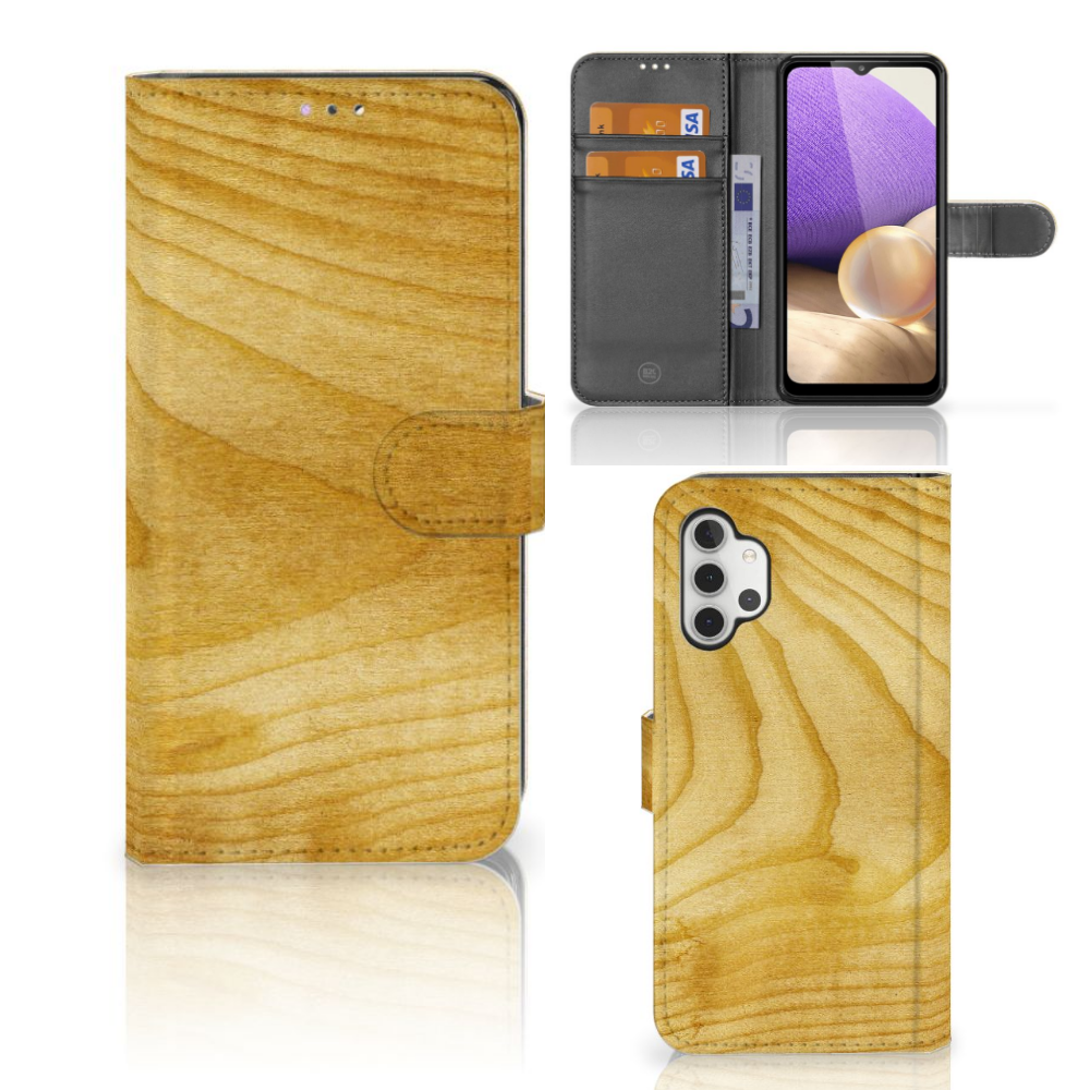 Samsung Galaxy A32 4G Book Style Case Licht Hout