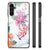 Samsung Galaxy A14 5G Dierenprint Telefoonhoesje Bird Flowers met kleurrijke bloemen en vogels op een witte achtergrond.