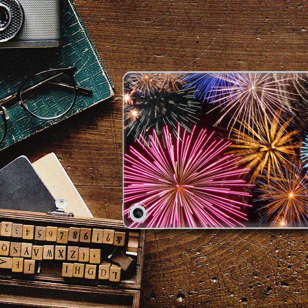 Lenovo Tab M10 Plus (3e generatie) Leuke Siliconen Hoes Vuurwerk - B2C Telecom