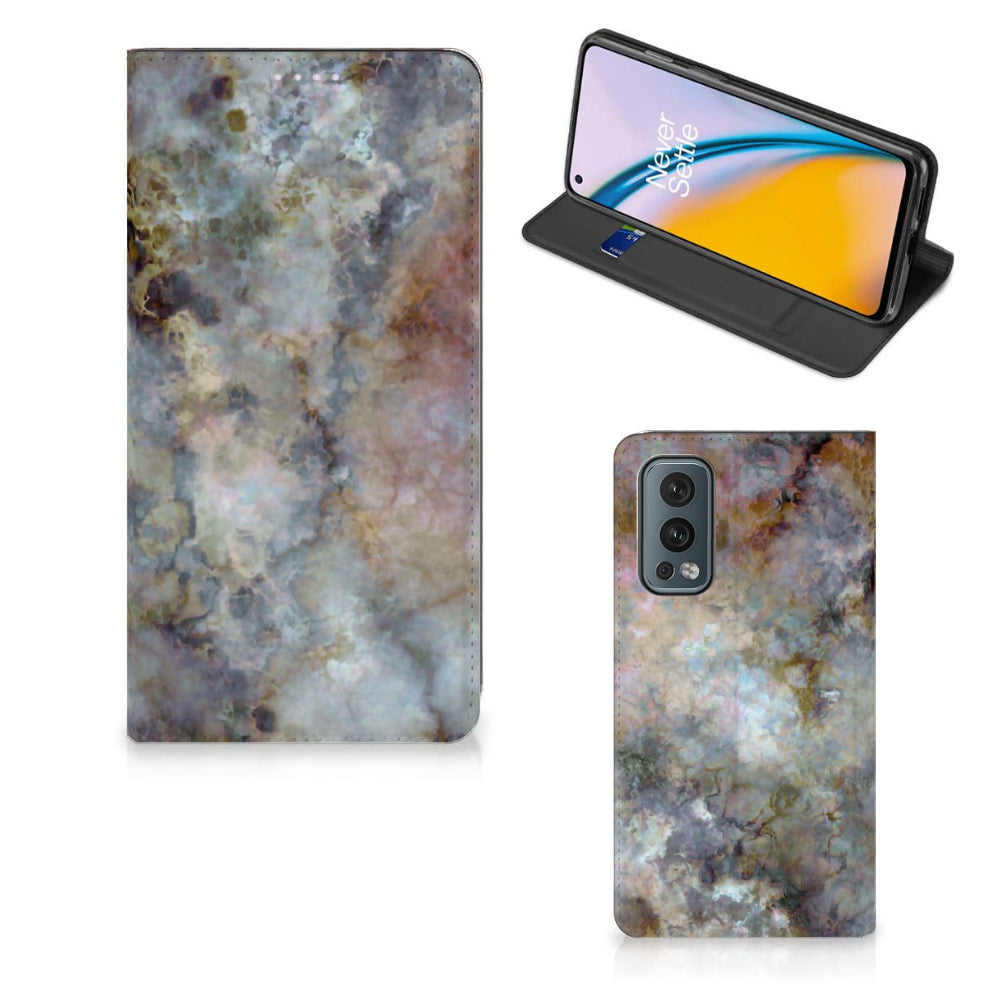 OnePlus Nord 2 5G Standcase Marmer Grijs