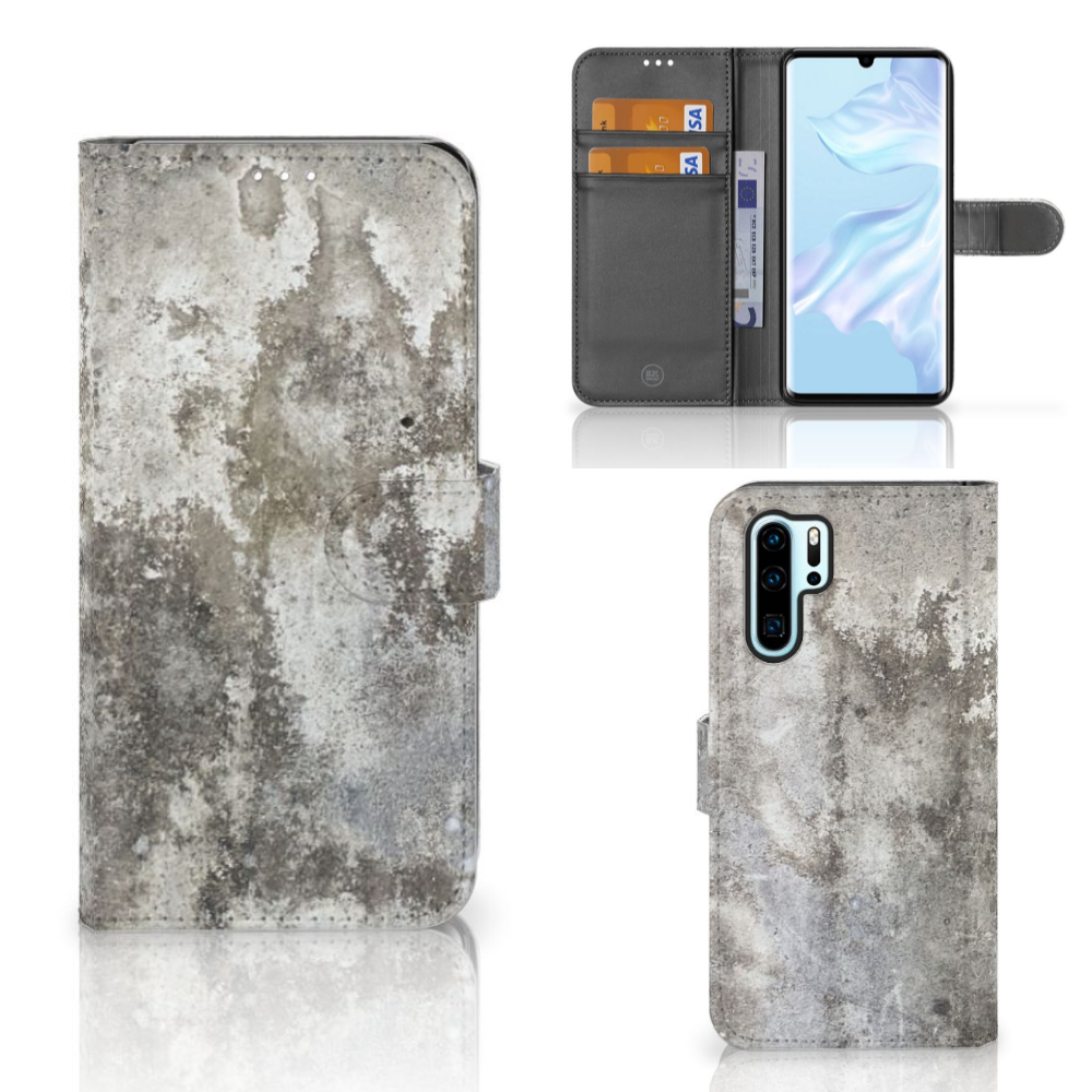 Huawei P30 Pro Bookcase Beton Print