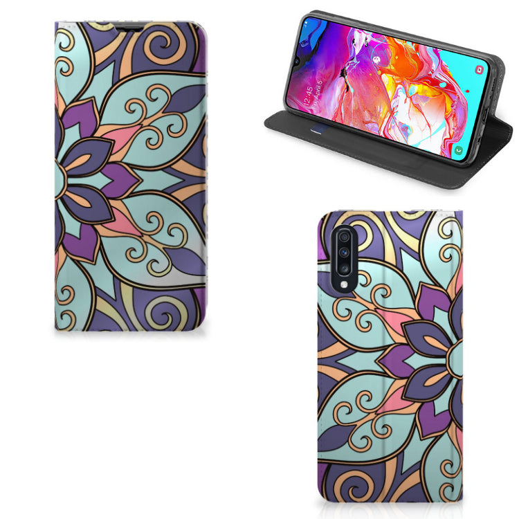 Samsung Galaxy A70 Smart Cover Purple Flower