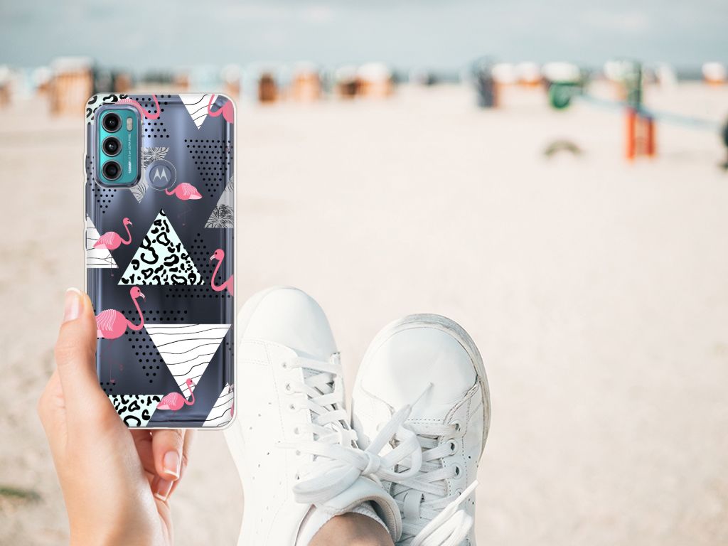 Motorola Moto G60 TPU Hoesje Flamingo Triangle