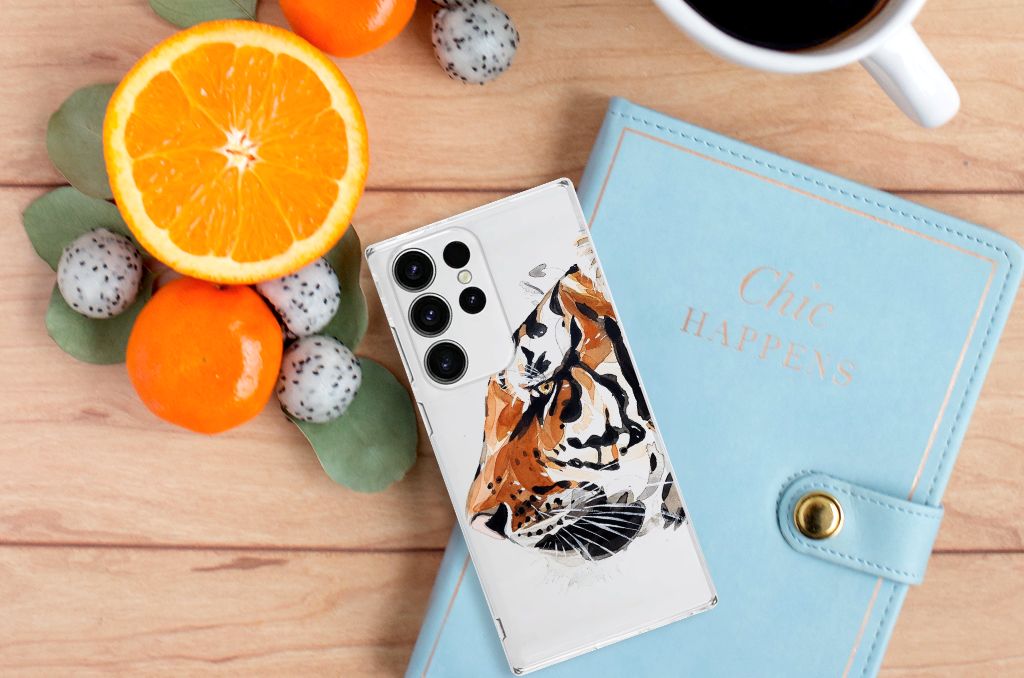 Hoesje maken Samsung Galaxy S23 Ultra Watercolor Tiger B2C Telecom