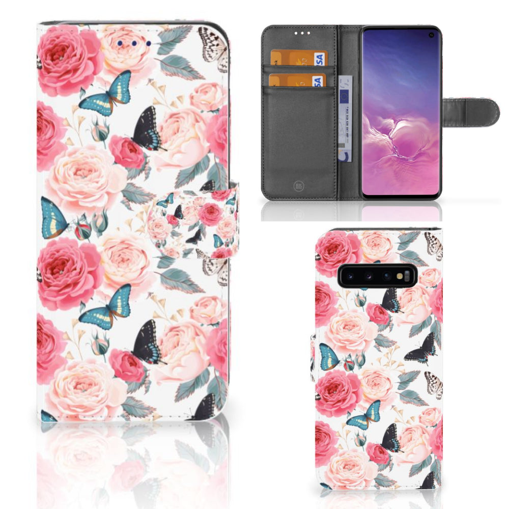 Samsung Galaxy S10 Hoesje Butterfly Roses