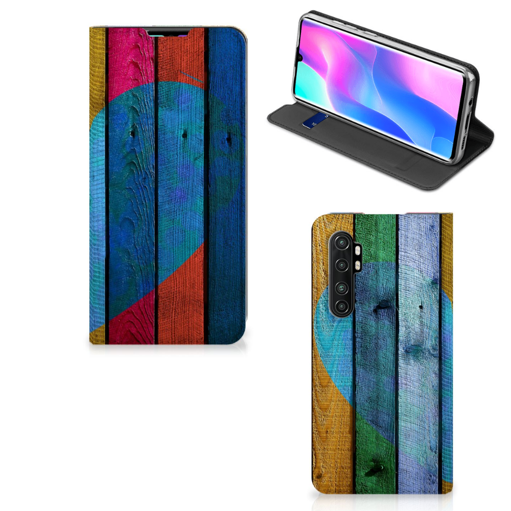 Xiaomi Mi Note 10 Lite Book Wallet Case Wood Heart - Cadeau voor je Vriend - B2C Telecom