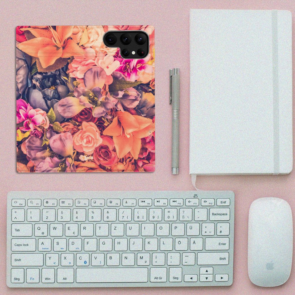 Samsung Galaxy S23 Ultra Smart Cover Bosje Bloemen - B2C Telecom