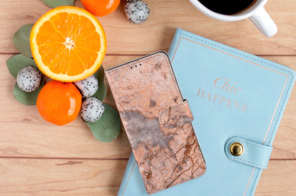 OPPO A91 | Reno3 Bookcase Marmer Oranje