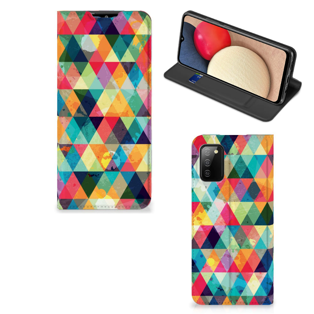 Samsung Galaxy M02s | A02s Hoesje met Magneet Geruit