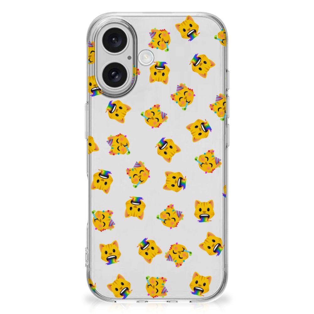 TPU bumper voor iPhone 16 plus Katten Emojis