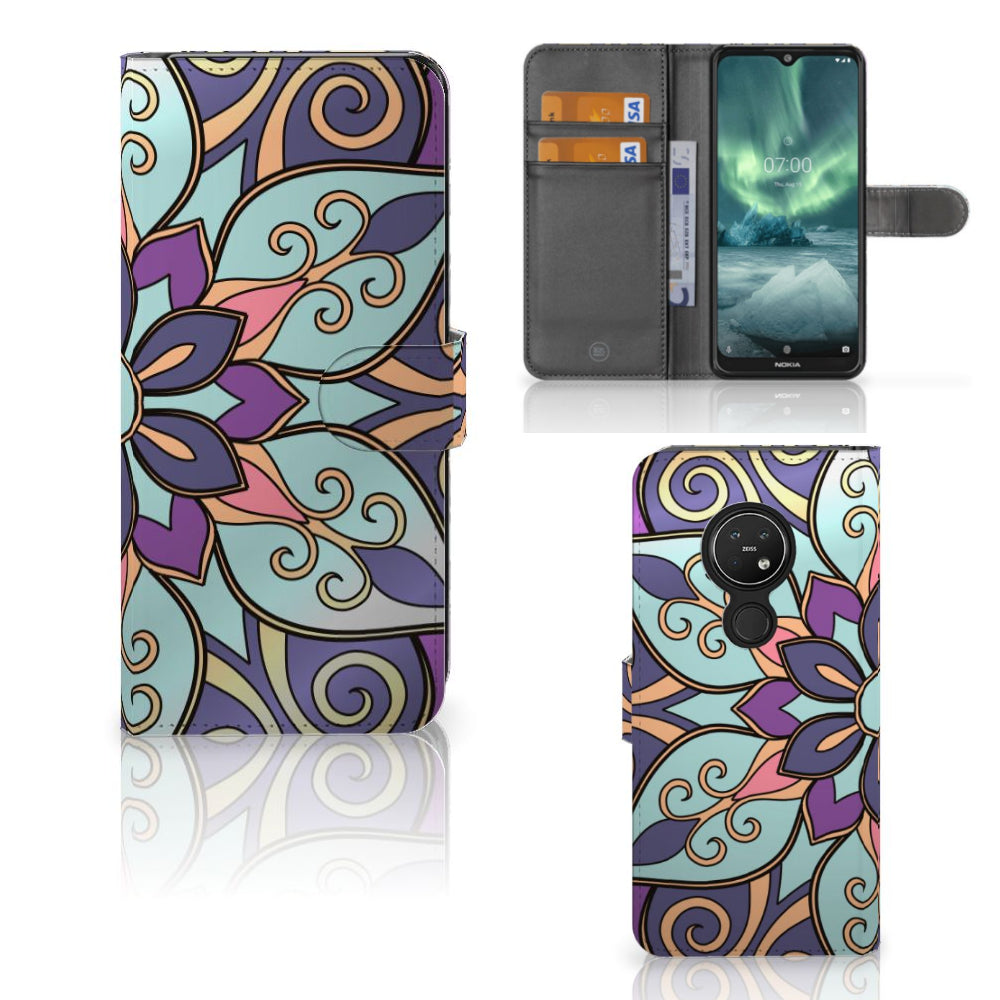 Nokia 7.2 | Nokia 6.2 Hoesje Purple Flower