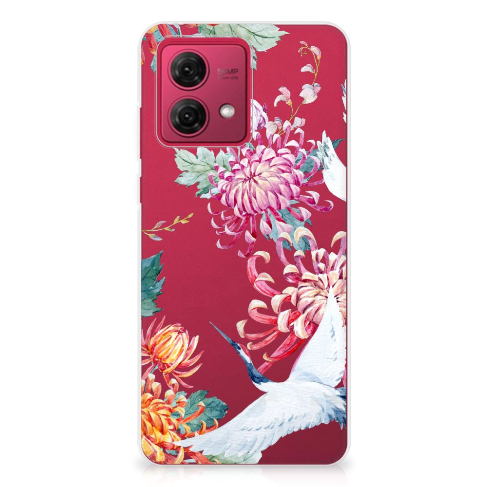 Motorola Moto G84 TPU Hoesje Bird Flowers