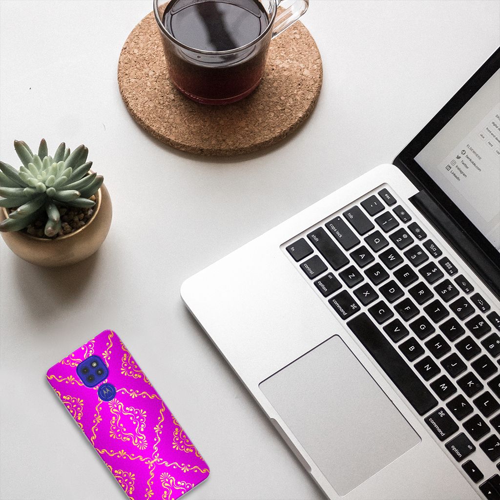 Siliconen Hoesje Motorola Moto G9 Play | E7 Plus Barok Roze B2C Telecom