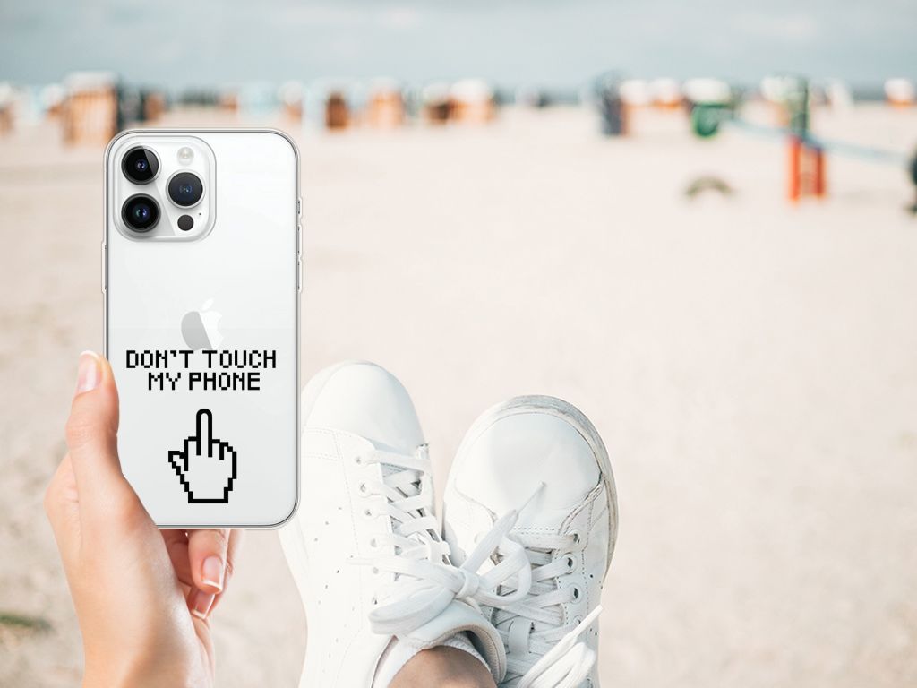 iPhone 14 Pro Max Silicone-hoesje Finger Don't Touch My Phone B2C Telecom