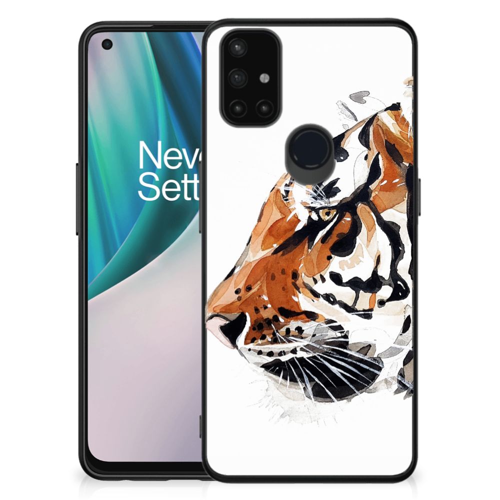 Kleurrijke Telefoonhoesje OnePlus Nord N10 5G Watercolor Tiger