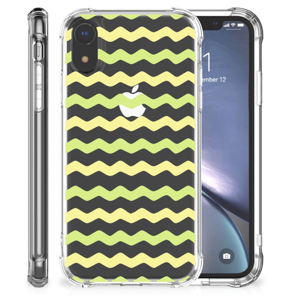 Apple iPhone Xr Doorzichtige Silicone Hoesje Waves Yellow