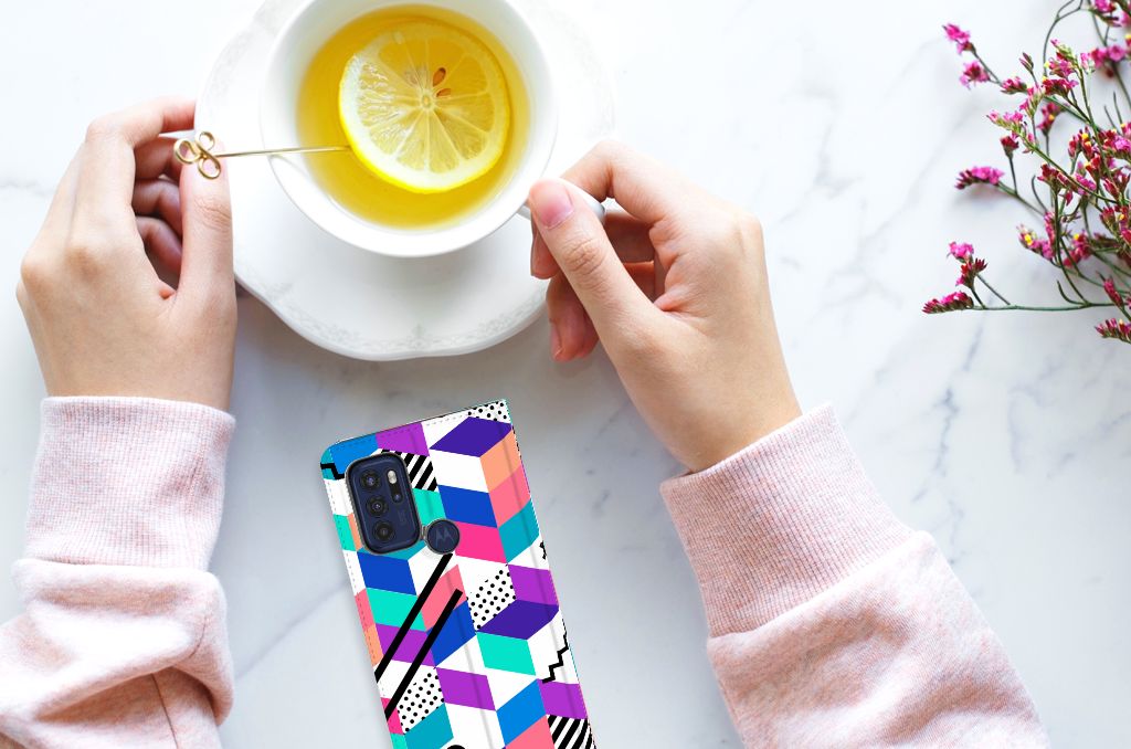 Motorola Moto G60s Stand Case Blokken Kleurrijk - B2C Telecom