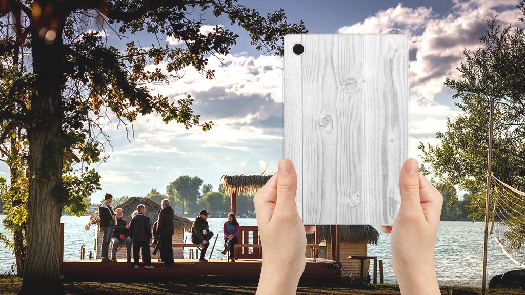 Samsung Galaxy Tab A8 2021/2022 Silicone Tablet Hoes White Wood - B2C Telecom