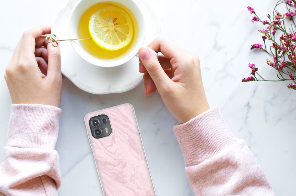Motorola Edge 20 Lite TPU Siliconen Hoesje Marble Pink B2C Telecom