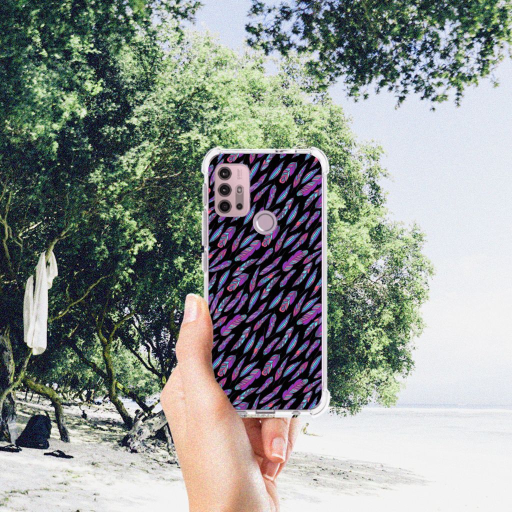 Motorola Moto G30 | G20 | G10 Doorzichtige Silicone Hoesje Feathers Color B2C Telecom