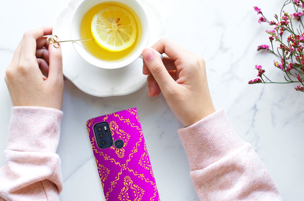 Telefoon Hoesje Motorola Moto G60s Barok Roze - B2C Telecom