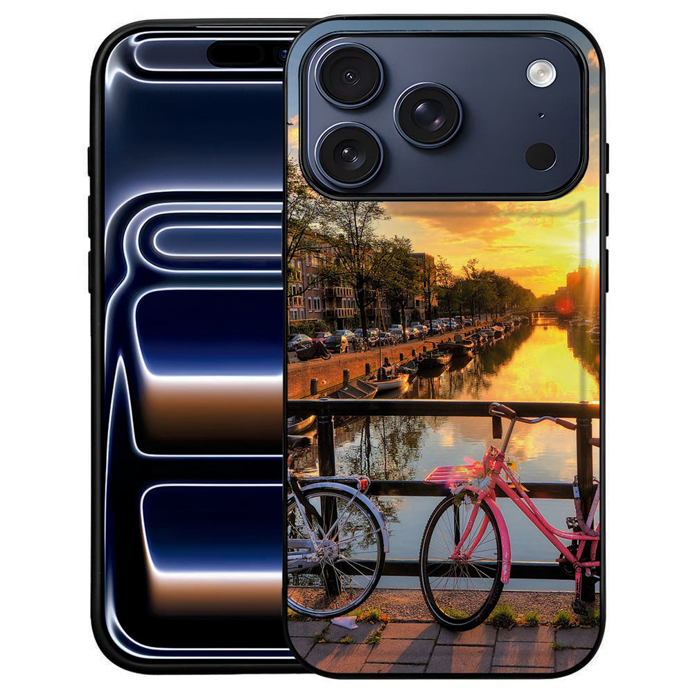 Amsterdamse Grachten iPhone 18 Pro Max hoesje met grachtenpanden op de achterkant