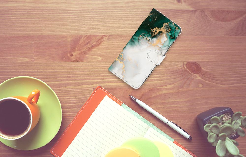 Bookcase voor Nokia X30 Marmer Groen