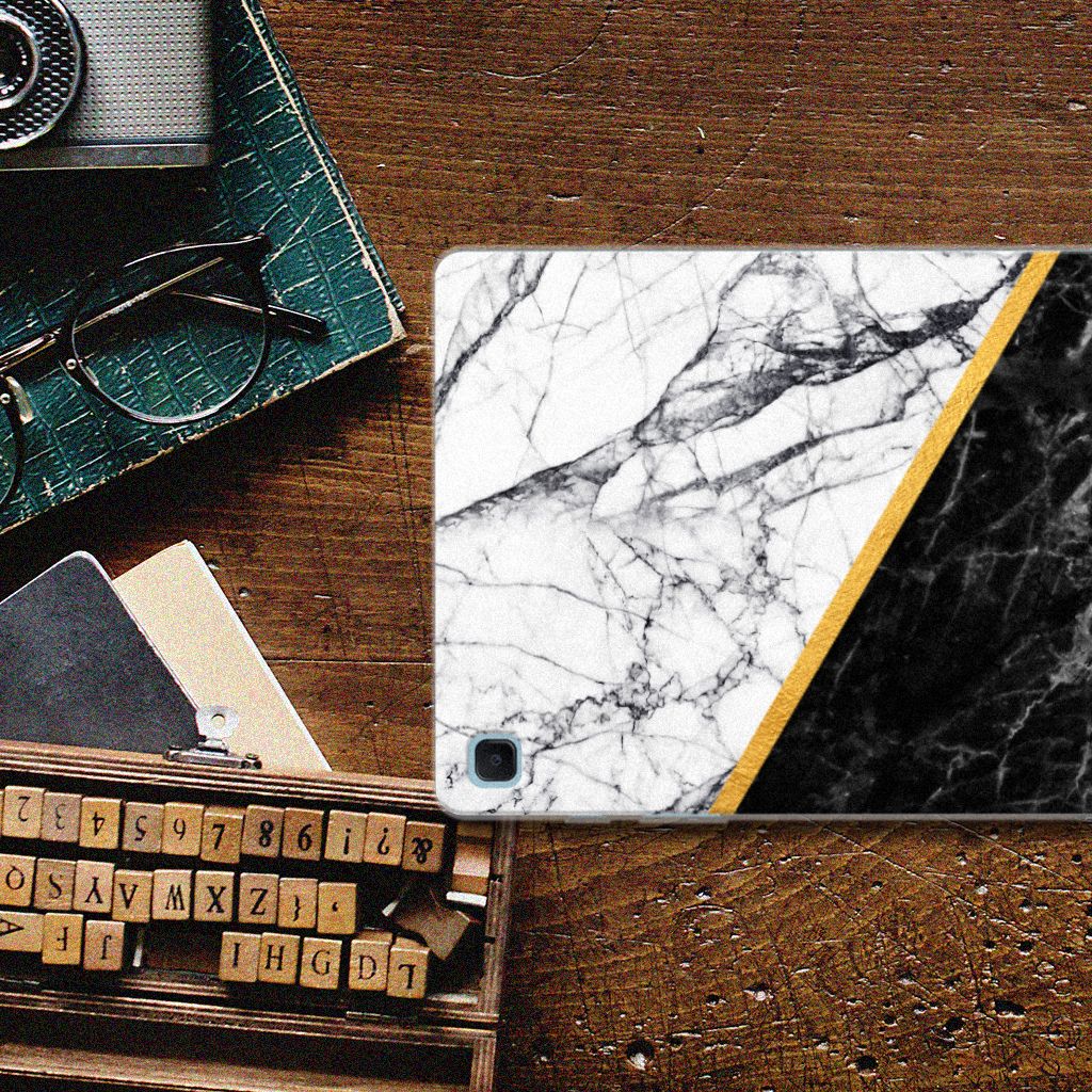 Samsung Galaxy Tab S6 Lite | S6 Lite (2022) Tablet Back Cover Marmer Wit Zwart - Origineel Cadeau Man - B2C Telecom